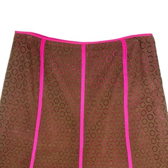 Peck & Peck Lace Layered Midi Skirt Womens 10 Pink Brown Eyelet Boho Coastal - Picture 2 of 12